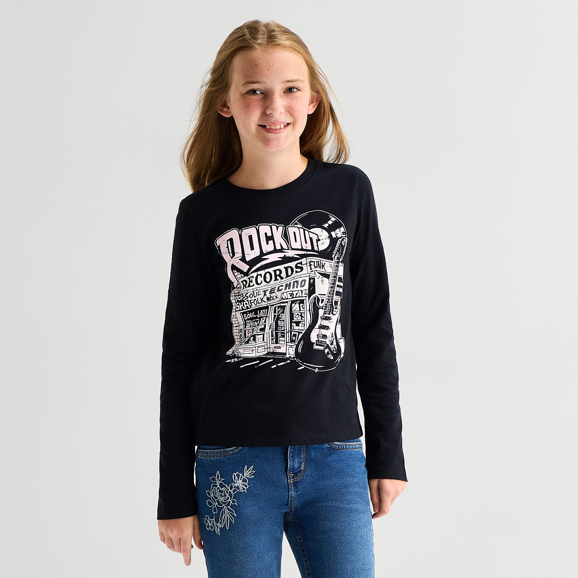 Thereabouts Little & Big Kid Girls Crew Neck Short Sleeve Classic Fit Graphic T-Shirt