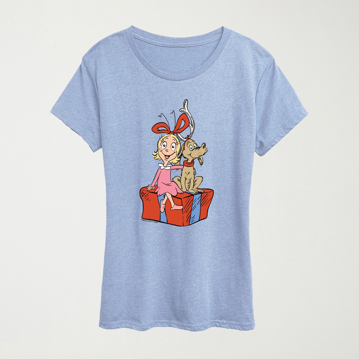 Max And Cindy Lou Present Womens Crew Neck Short Sleeve Regular Fit Grinch Graphic T-Shirt