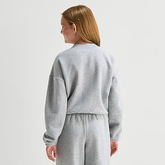 Thereabouts Little & Big Kid Girls V Neck Fleece Embroidered Long Sleeve Sweatshirt