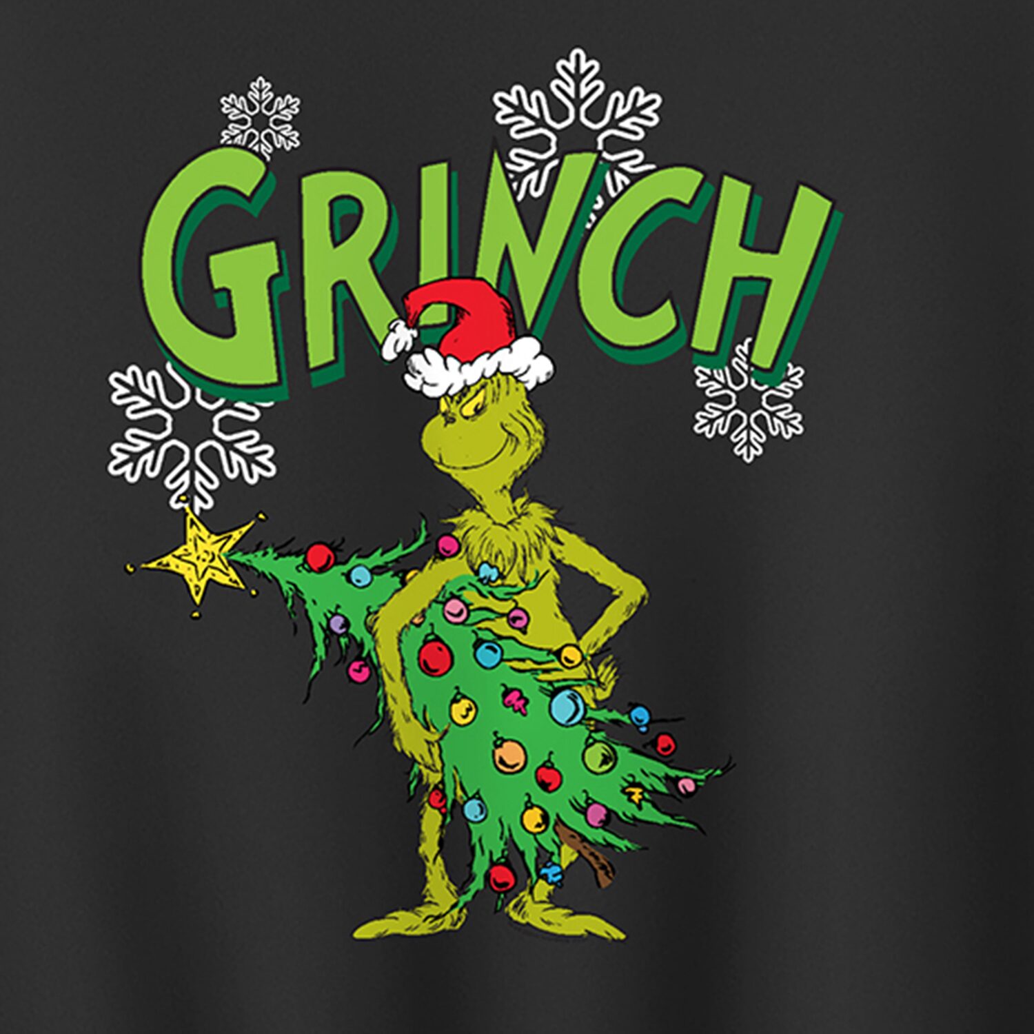 With Tree Womens Crew Neck Long Sleeve Grinch Pullover Sweater