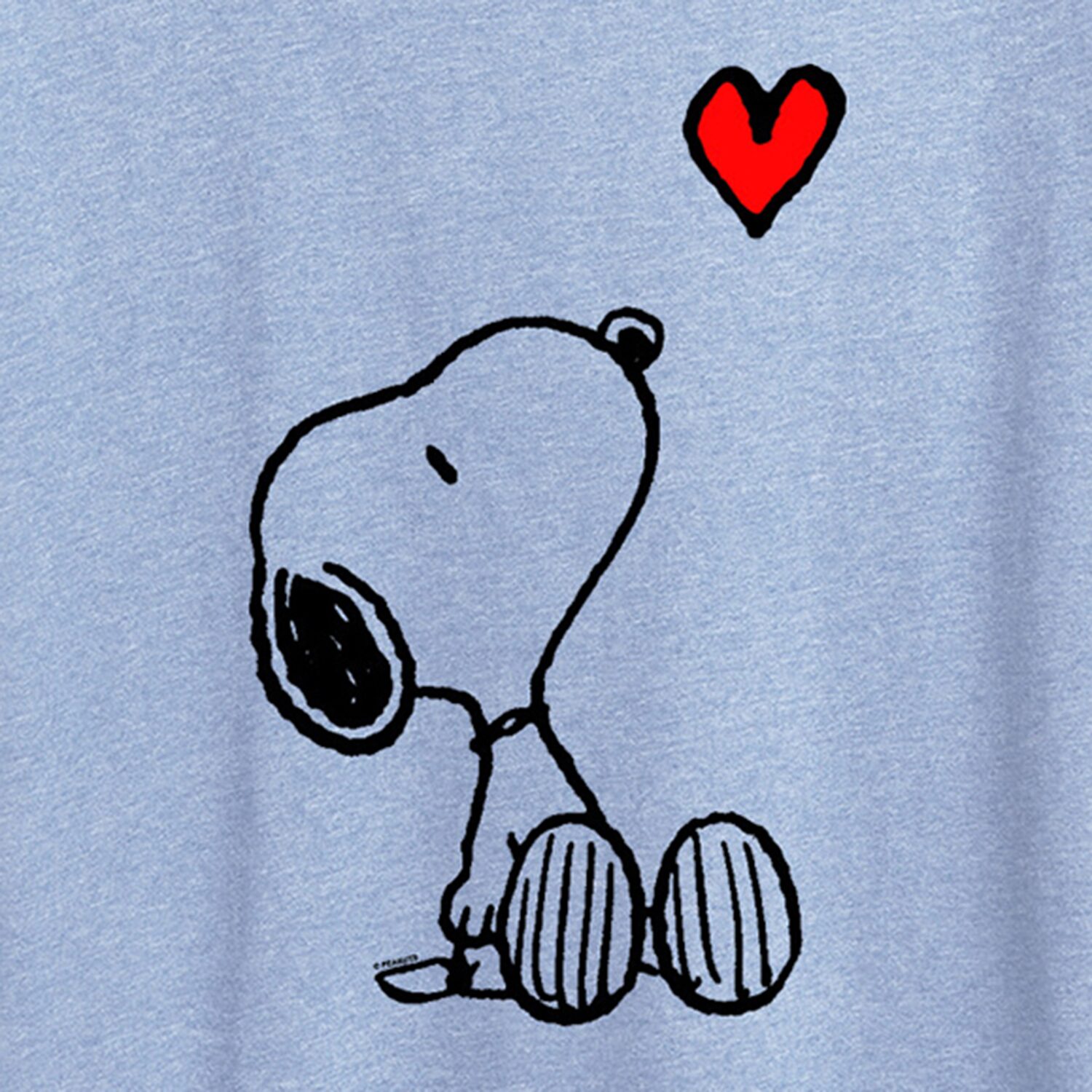 Heart Womens Crew Neck Short Sleeve Regular Fit Peanuts Snoopy Graphic T-Shirt