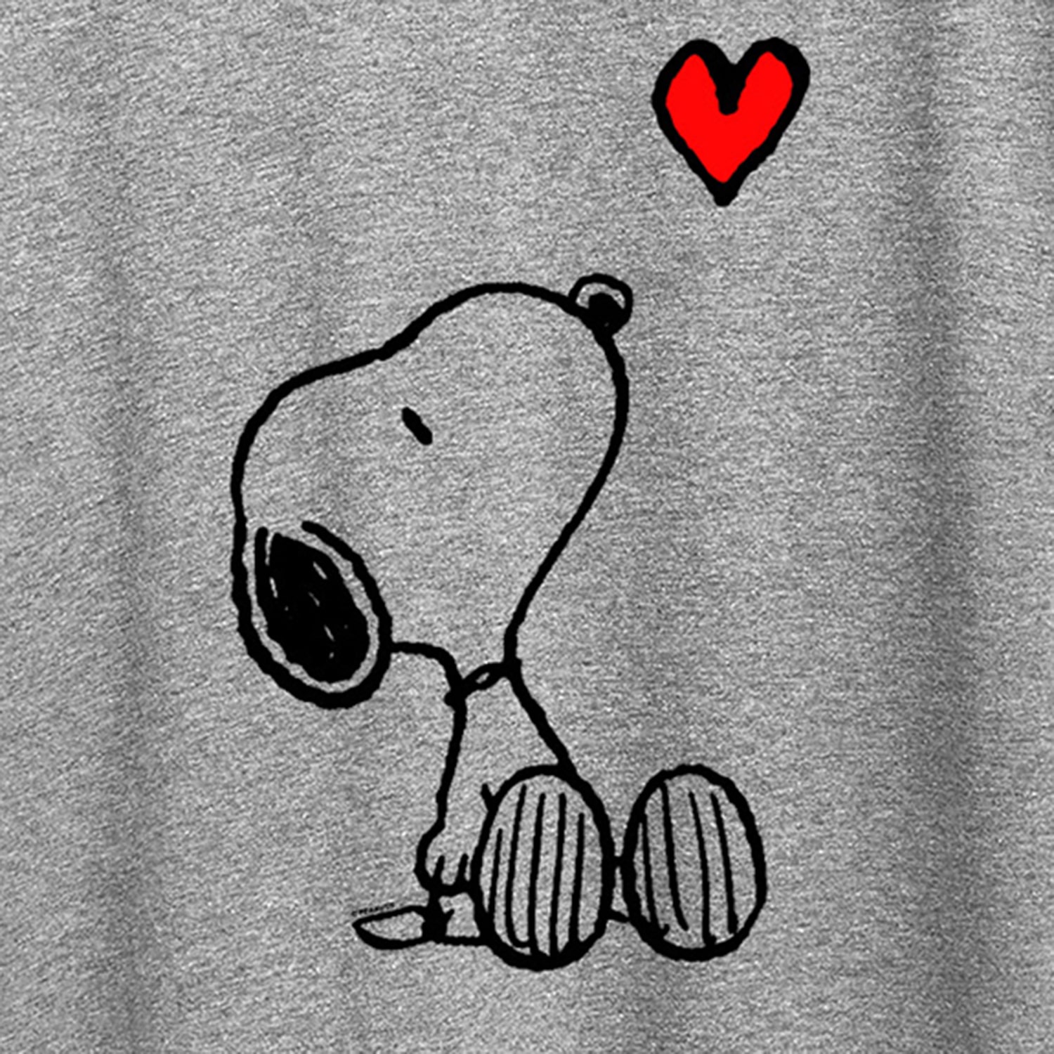 Heart Womens Crew Neck Short Sleeve Regular Fit Peanuts Snoopy Graphic T-Shirt