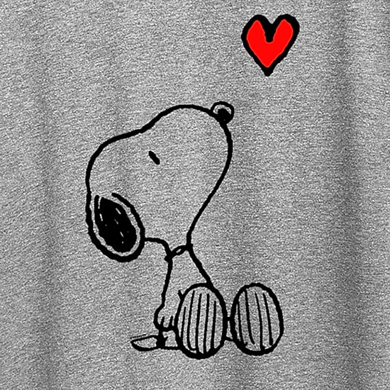 Heart Womens Crew Neck Short Sleeve Regular Fit Peanuts Snoopy Graphic T-Shirt