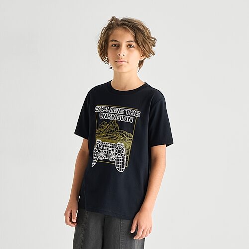 Thereabouts Little & Big Kid Boys Crew Neck Short Sleeve Regular Fit Graphic T-Shirt, X-large (18-20), Black