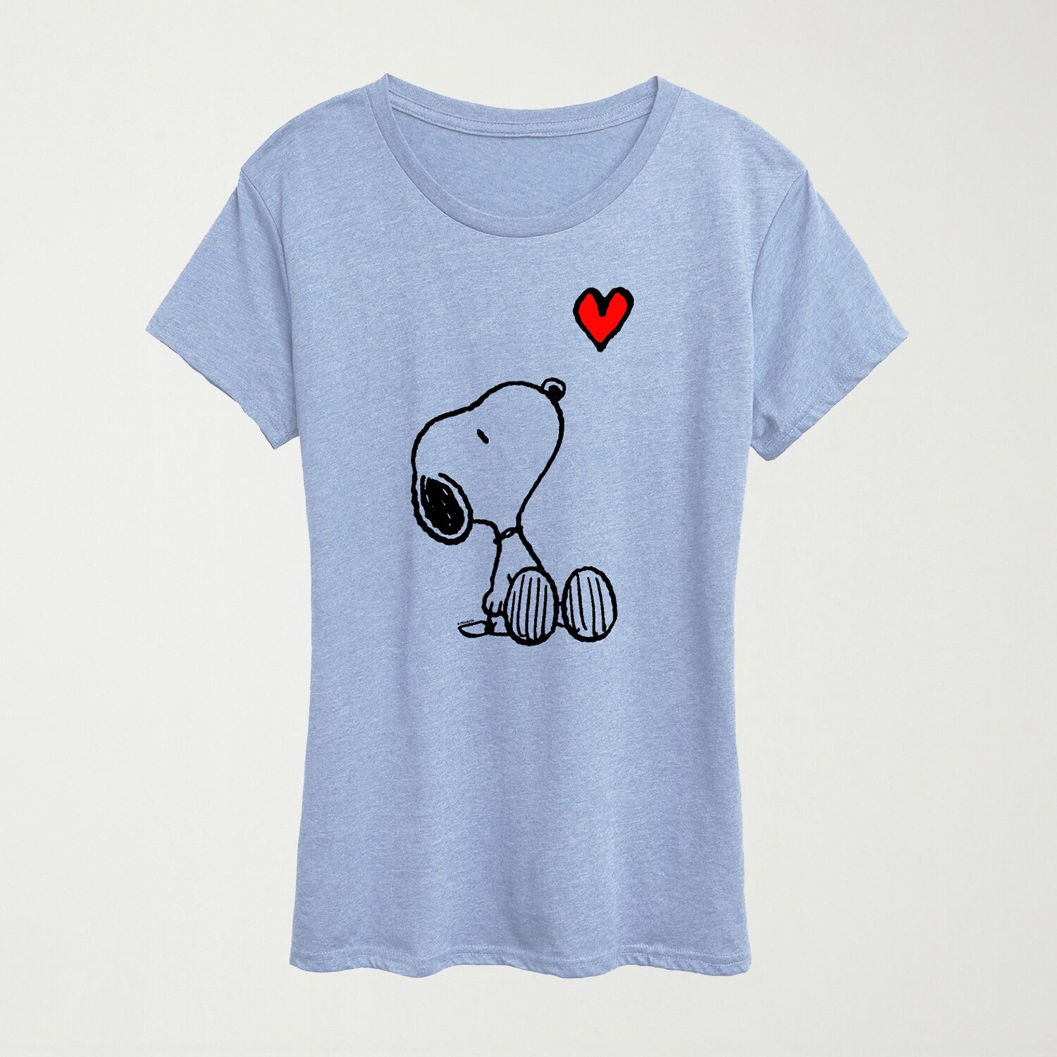 Heart Womens Crew Neck Short Sleeve Regular Fit Peanuts Snoopy Graphic T-Shirt