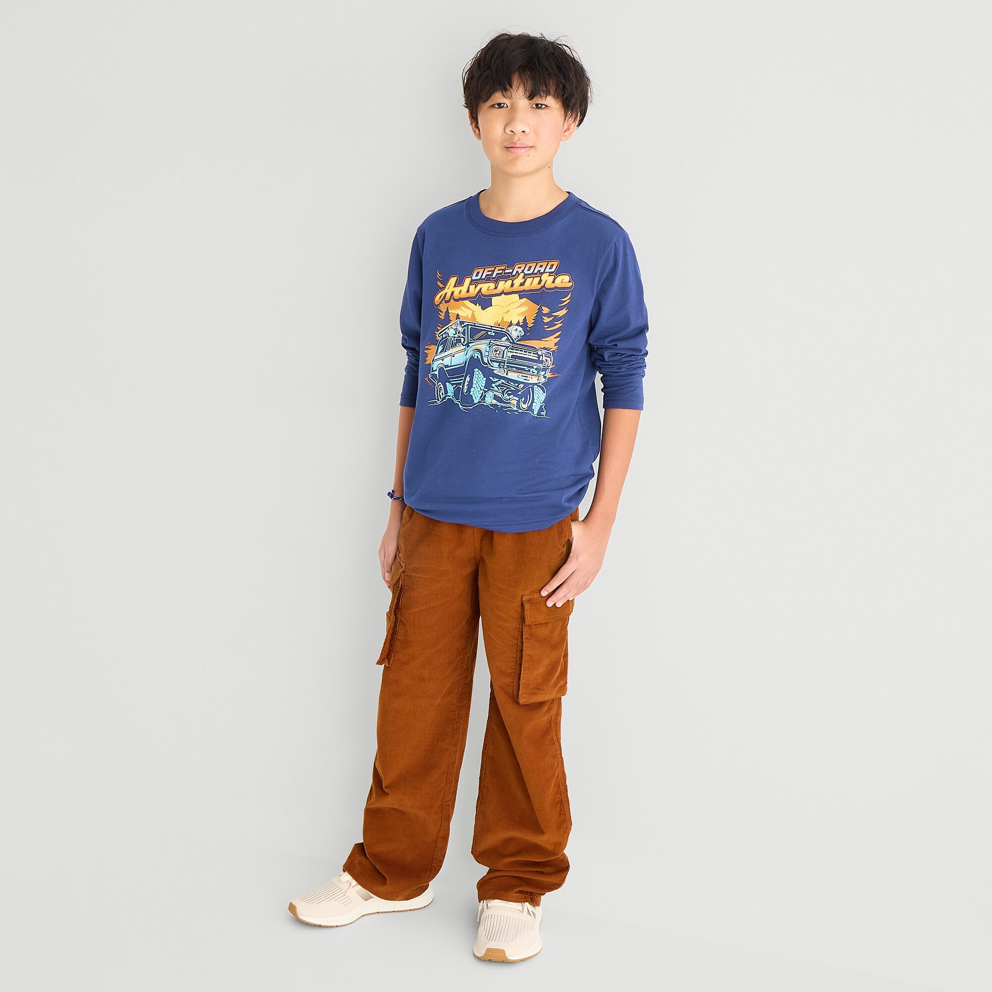 Thereabouts Little & Big Kid Boys Crew Neck Long Sleeve Regular Fit Graphic T-Shirt