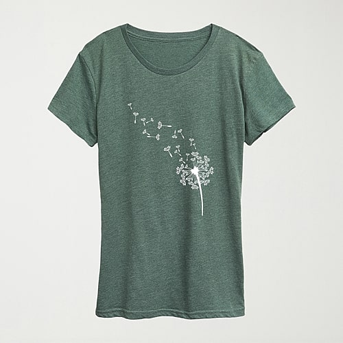 Hybrid Tees Womens Crew Neck Short Sleeve Regular Fit Graphic T-shirt In Green