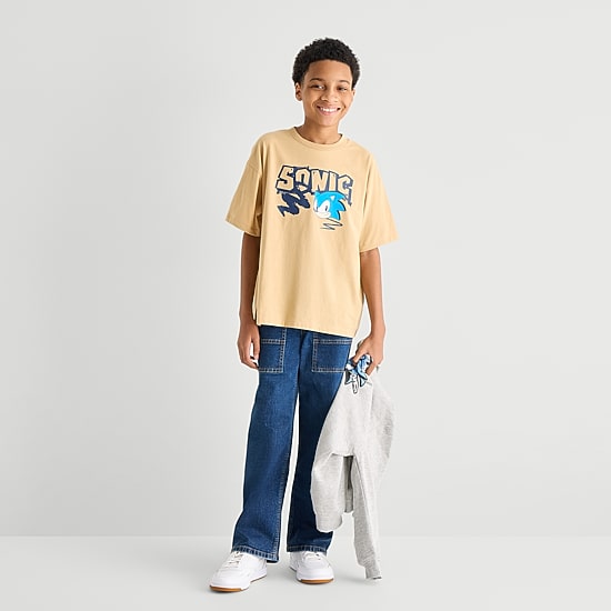 Little & Big Kid Boys Crew Neck Short Sleeve Oversized Sonic the Hedgehog Graphic T-Shirt