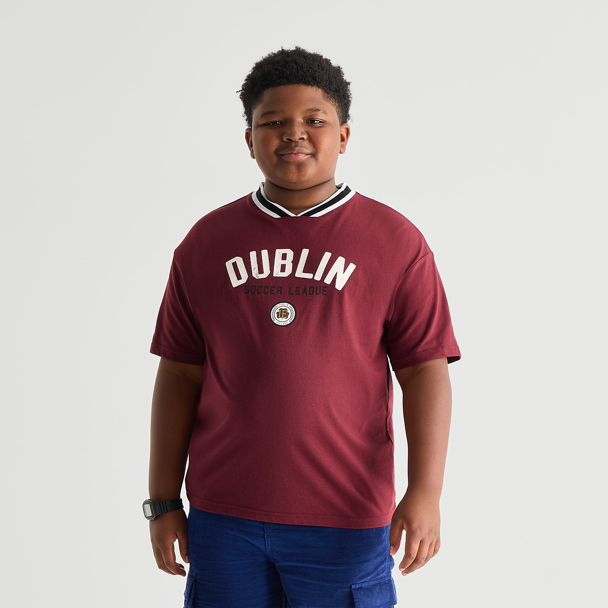 Thereabouts Little & Big Kid Boys V Neck Short Sleeve Oversized Graphic T-Shirt