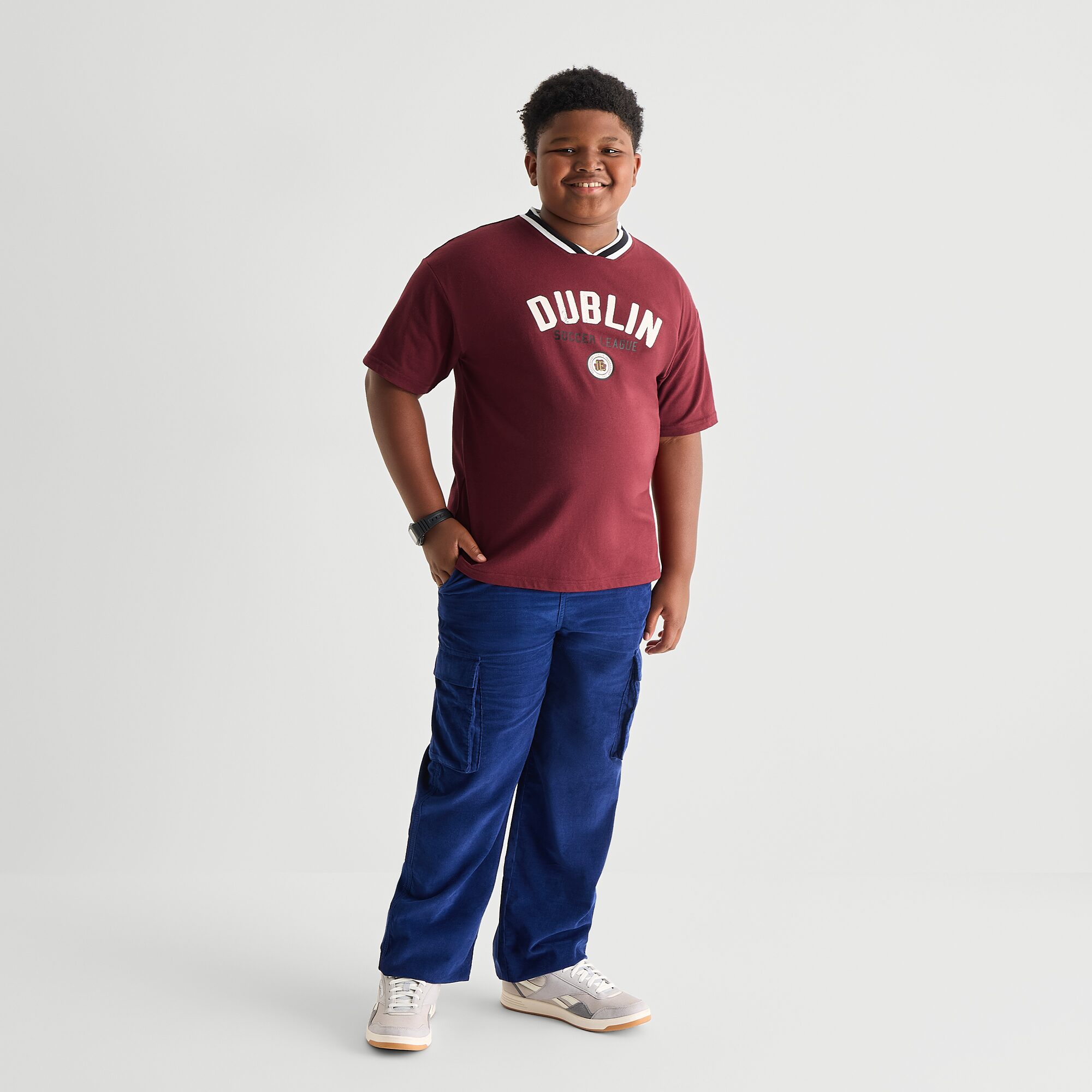 Thereabouts Little & Big Kid Boys V Neck Short Sleeve Oversized Graphic T-Shirt