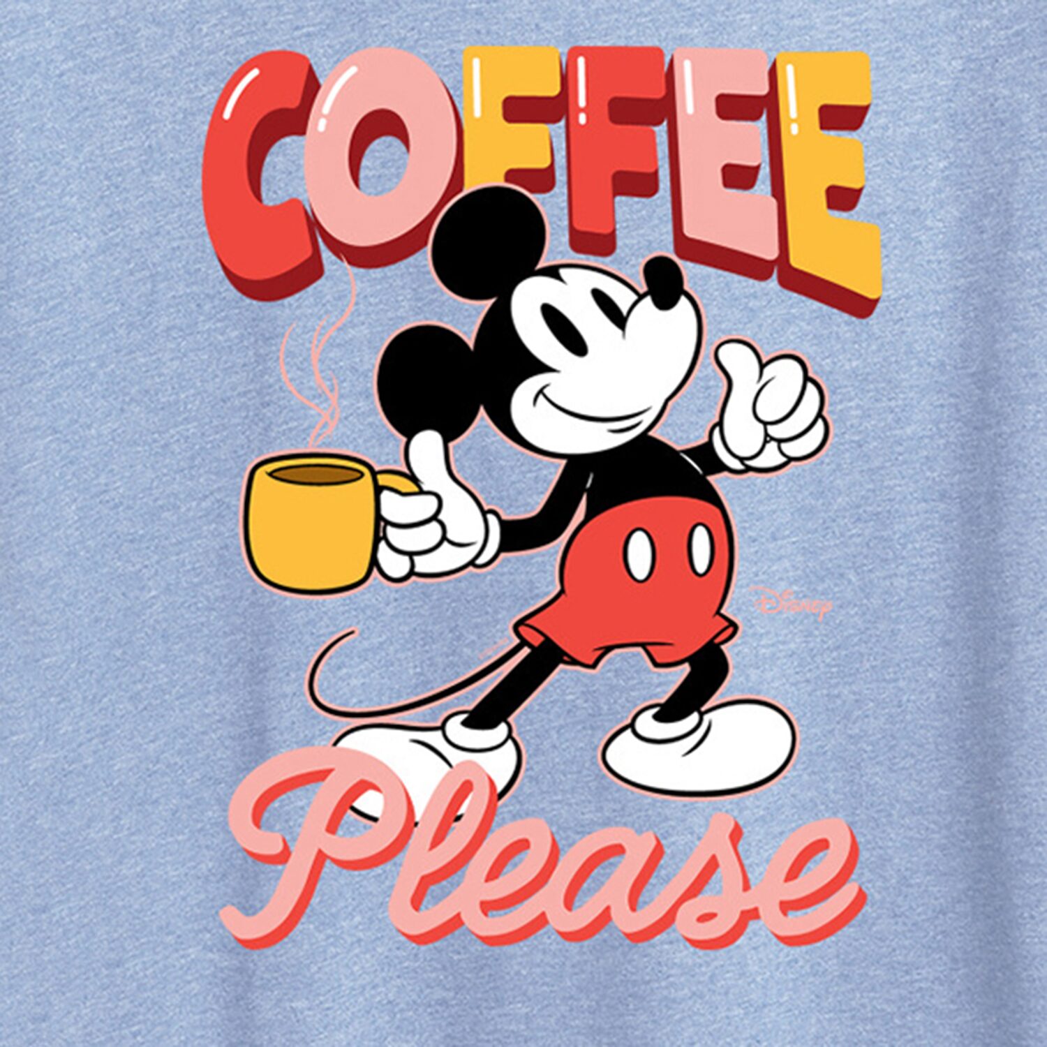 Coffee Please Womens Crew Neck Short Sleeve Regular Fit Mickey Mouse Graphic T-Shirt