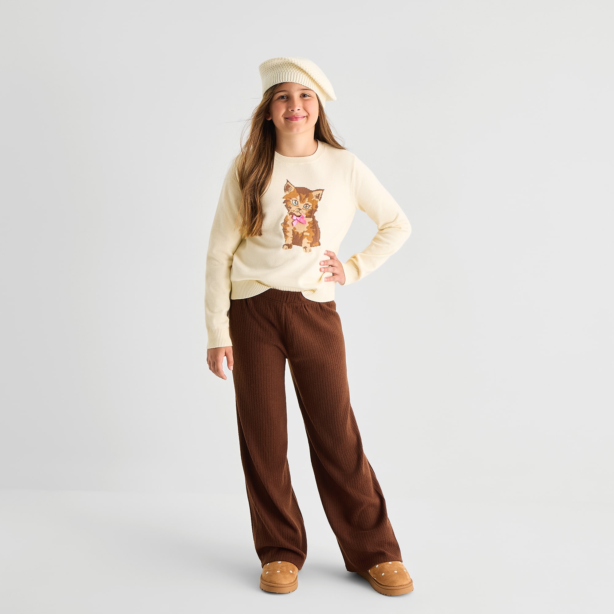 Thereabouts Little & Big Kid Girls Round Neck Long Sleeve Pullover Sweater