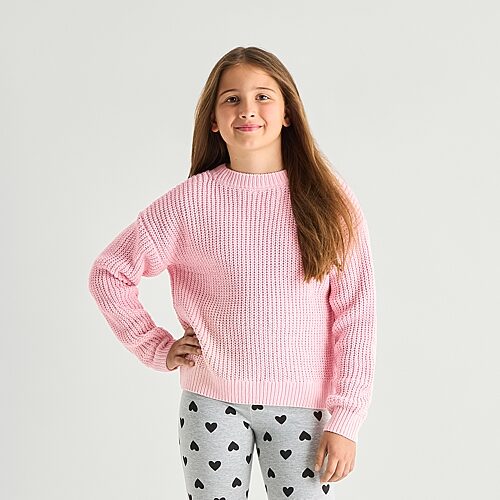 Thereabouts Little & Big Kid Girls Round Neck Long Sleeve Pullover Sweater In Pink