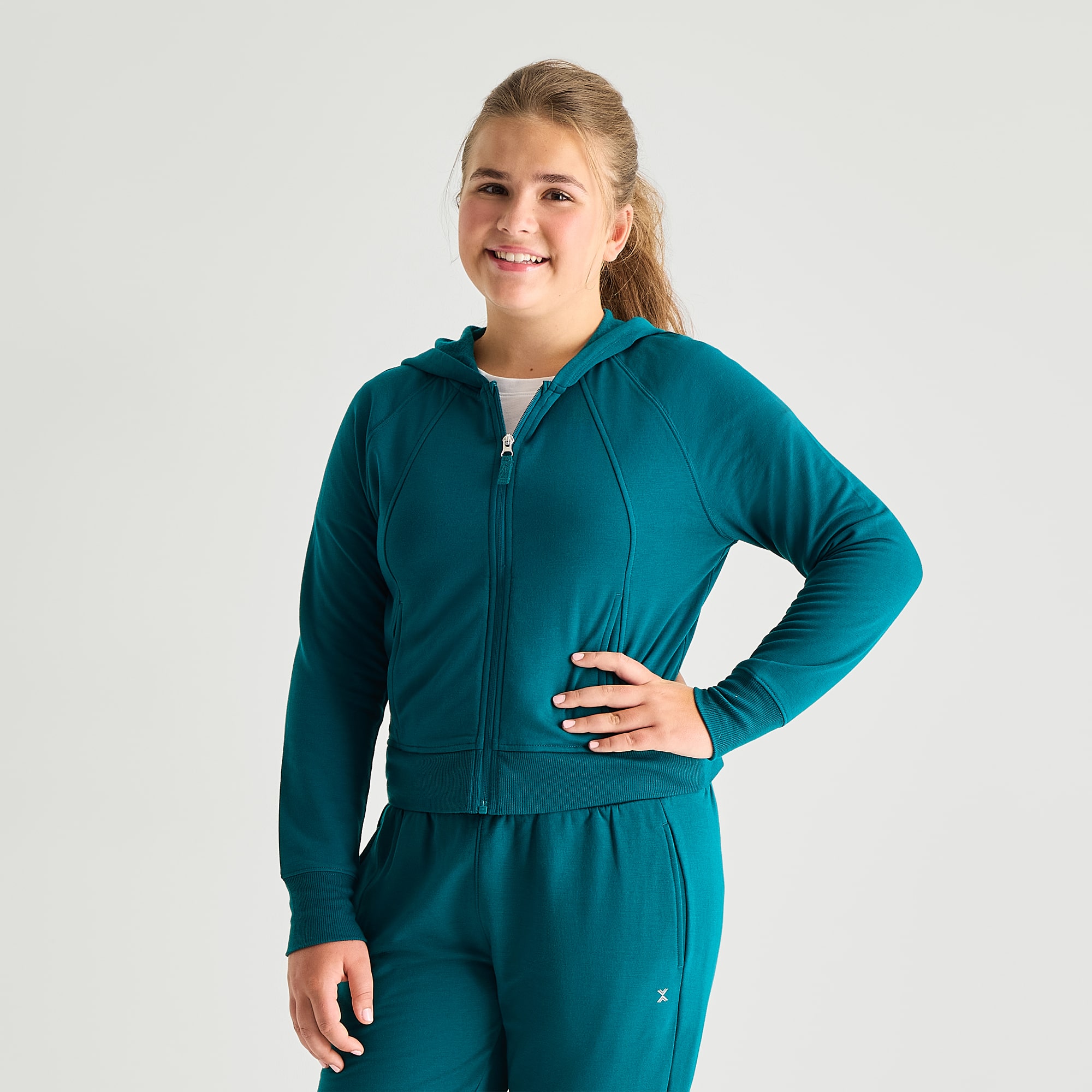 Xersion Super Soft Little & Big Kid Girls Long Sleeve Fleece Zipper Active Hoodie