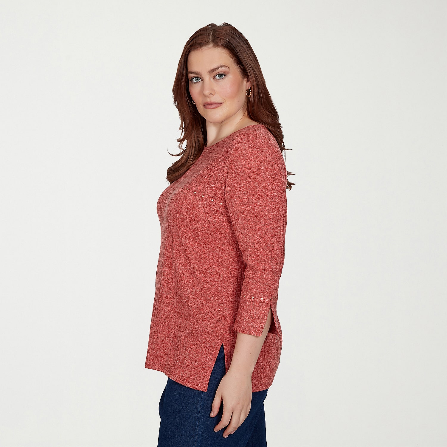 Alfred Dunner Tuscany Womens Crew Neck 3/4 Sleeve T-Shirt