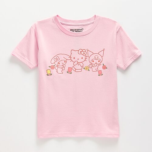 Little & Big Kid Girls Crew Neck Short Sleeve Regular Fit Hello Kitty Graphic T-Shirt, Large (14), Pink