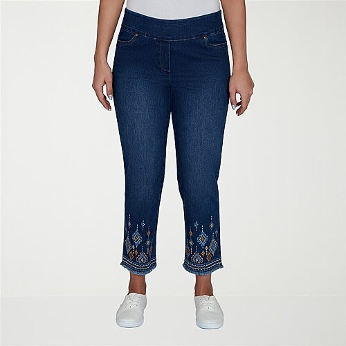 Alfred Dunner Tuscany Womens Cropped Jean In Blue