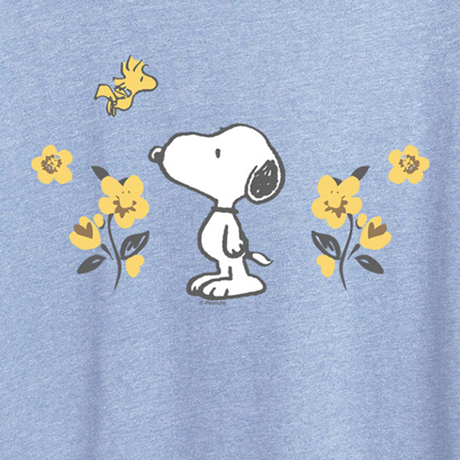 Floral Womens Crew Neck Short Sleeve Regular Fit Peanuts Snoopy Graphic T-Shirt