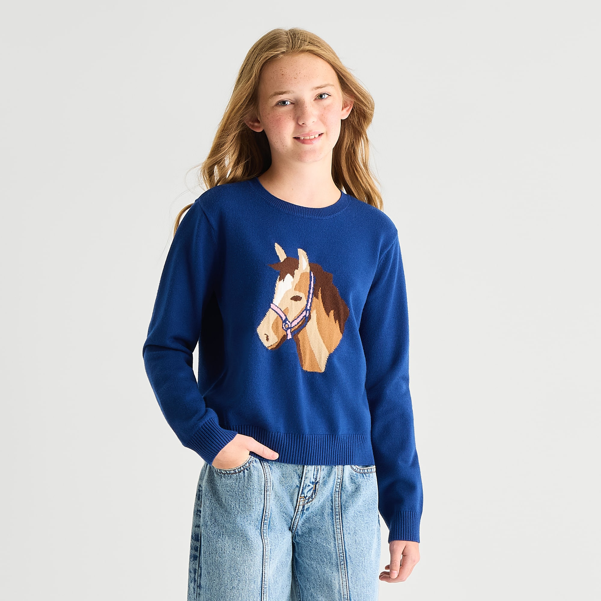 Thereabouts Little & Big Kid Girls Round Neck Long Sleeve Pullover Sweater
