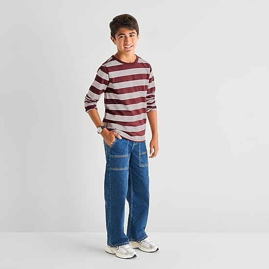 Thereabouts Little & Big Kid Boys Bodysuit Closure Easy-on + Easy-off Adaptive Crew Neck Long Sleeve Bodysuit