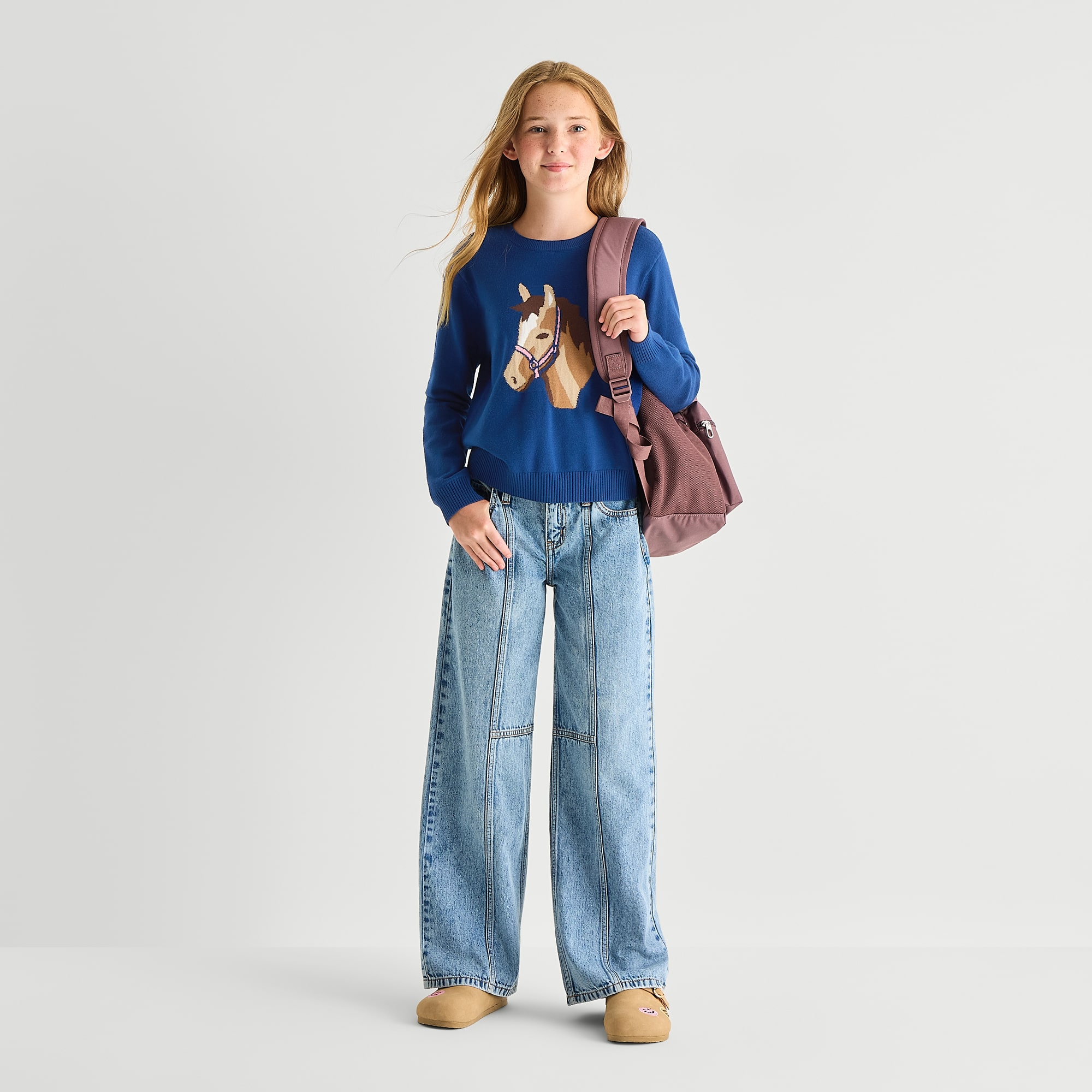 Thereabouts Little & Big Kid Girls Round Neck Long Sleeve Pullover Sweater