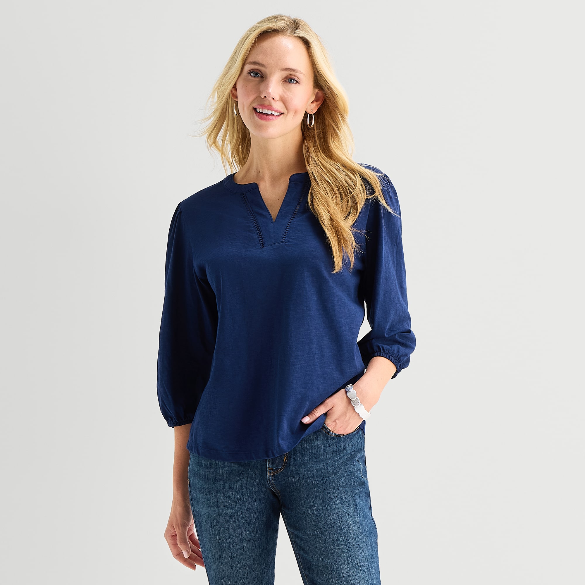 St. John's Bay Womens V Neck Long Sleeve Blouse