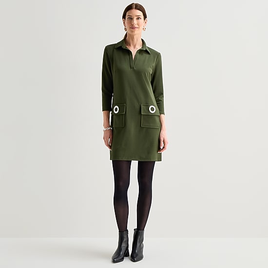 MSK Womens 3/4 Sleeve Shirt Dress