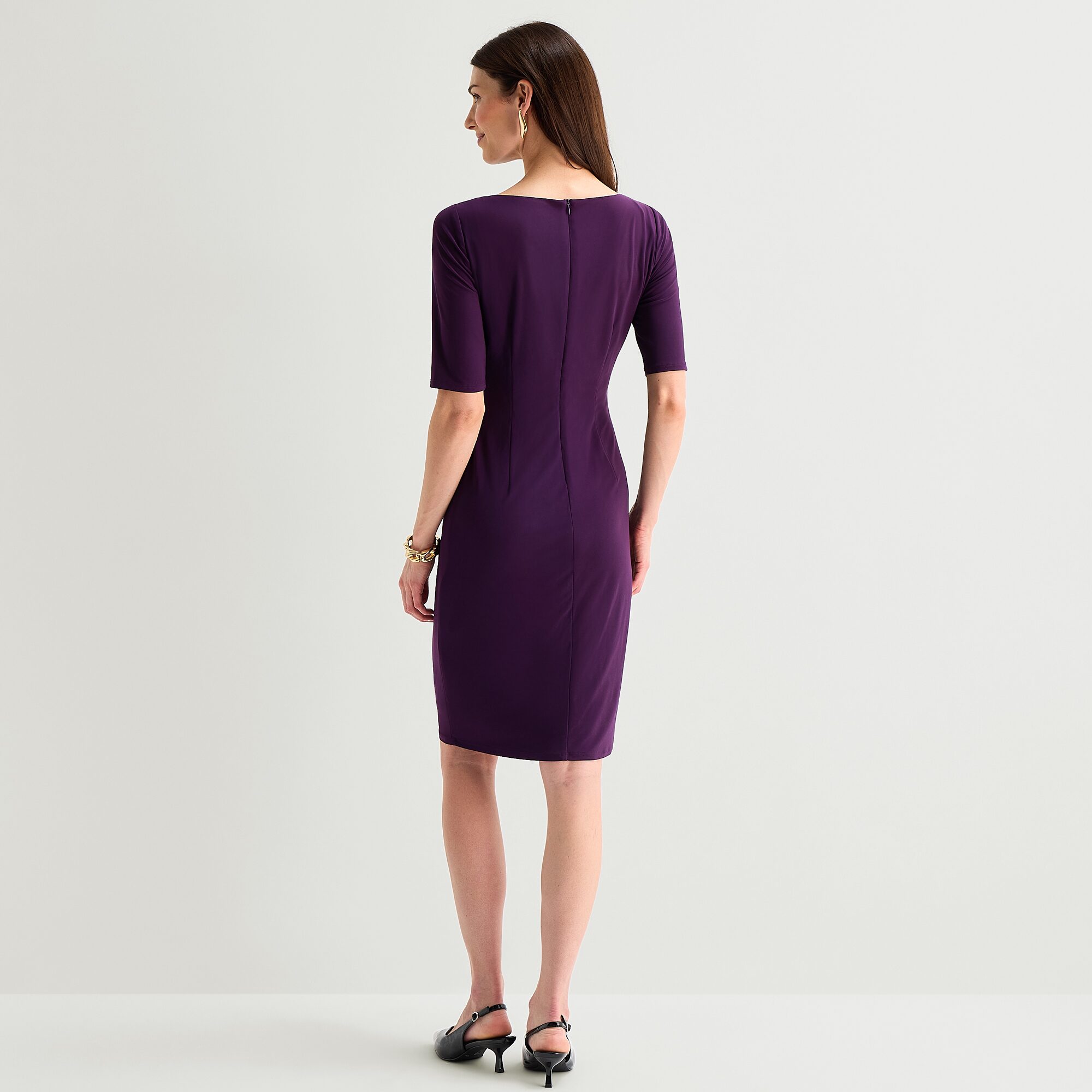 Jessica Howard Womens Boat Neck Short Sleeve Sheath Dress