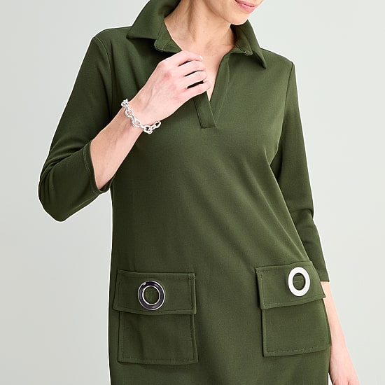 MSK Womens 3/4 Sleeve Shirt Dress