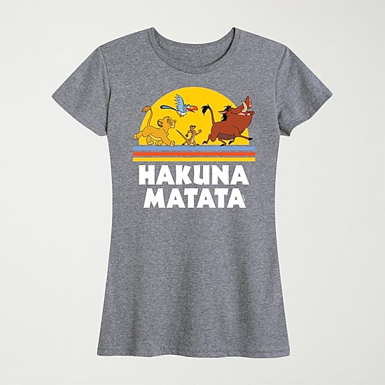 Hakuna Matata Sunset Womens Crew Neck Short Sleeve Regular Fit The Lion King Graphic T-Shirt