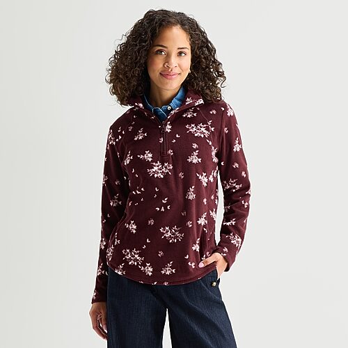 St. John's Bay Womens Mock Neck Long Sleeve Quarter-zip Pullover In Purple