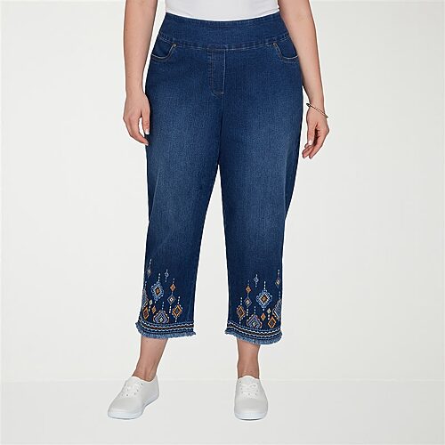 Alfred Dunner Tuscany Womens Plus Cropped Jean In Blue