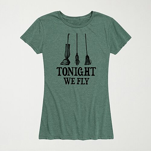 Hybrid Tees Hocus Pocus Tonight We Fly Womens Crew Neck Short Sleeve Regular Fit Hocus Pocus Graphic T-shirt In Green