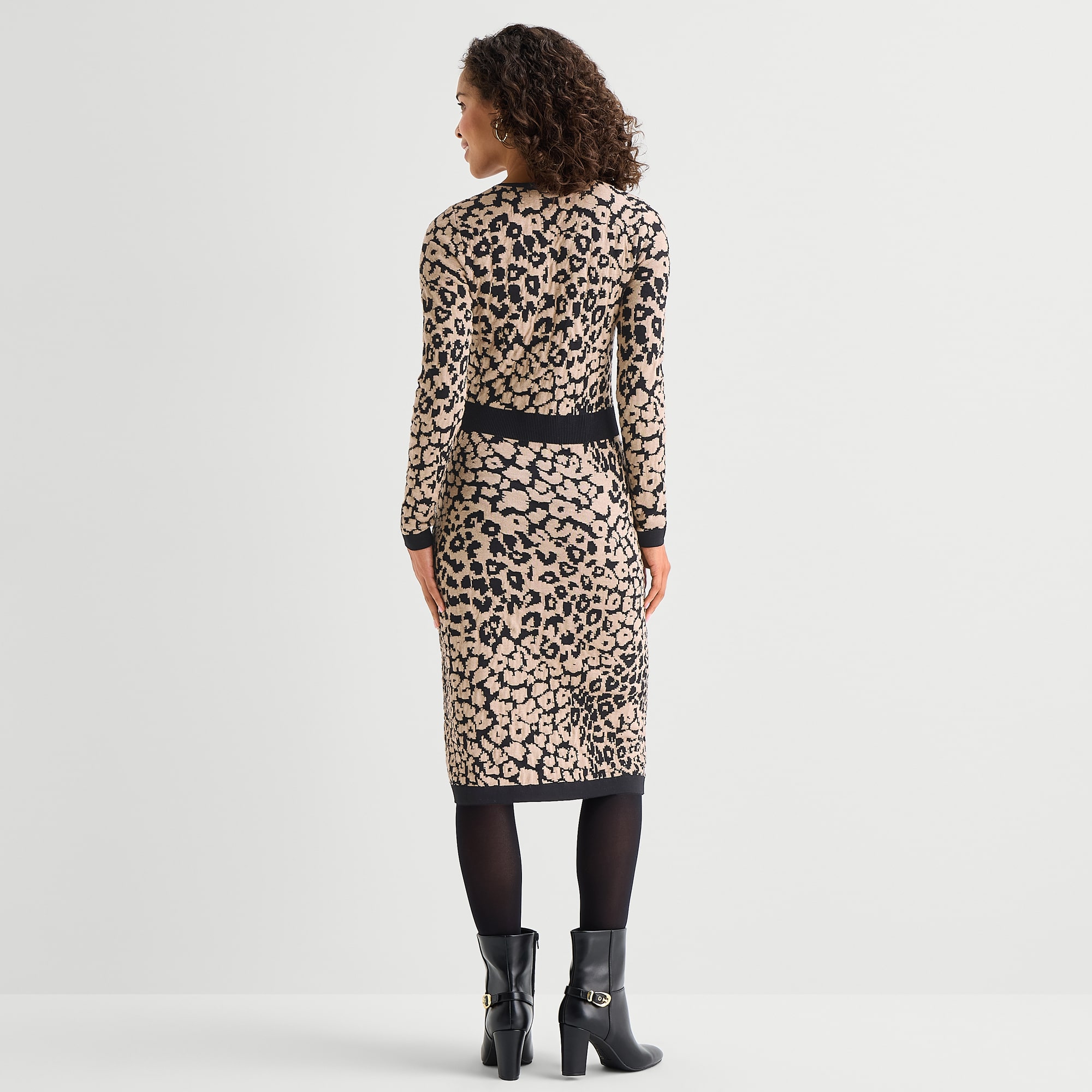 Melonie T Womens Long Sleeve Animal Sweater Dress