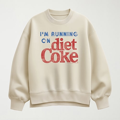 Hybrid Tees Diet Coke And Shampoo Womens Crew Neck Long Sleeve Pullover Sweater In Beige