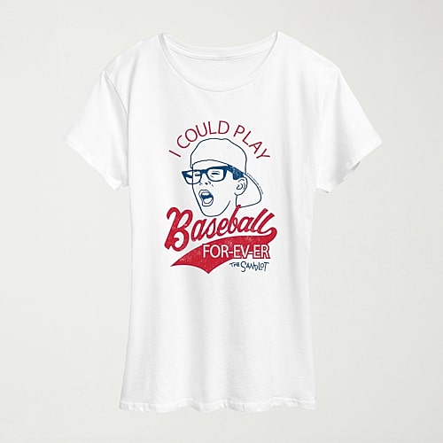 Hybrid Tees Baseball Forever Womens Crew Neck Short Sleeve Regular Fit Graphic T-shirt In White