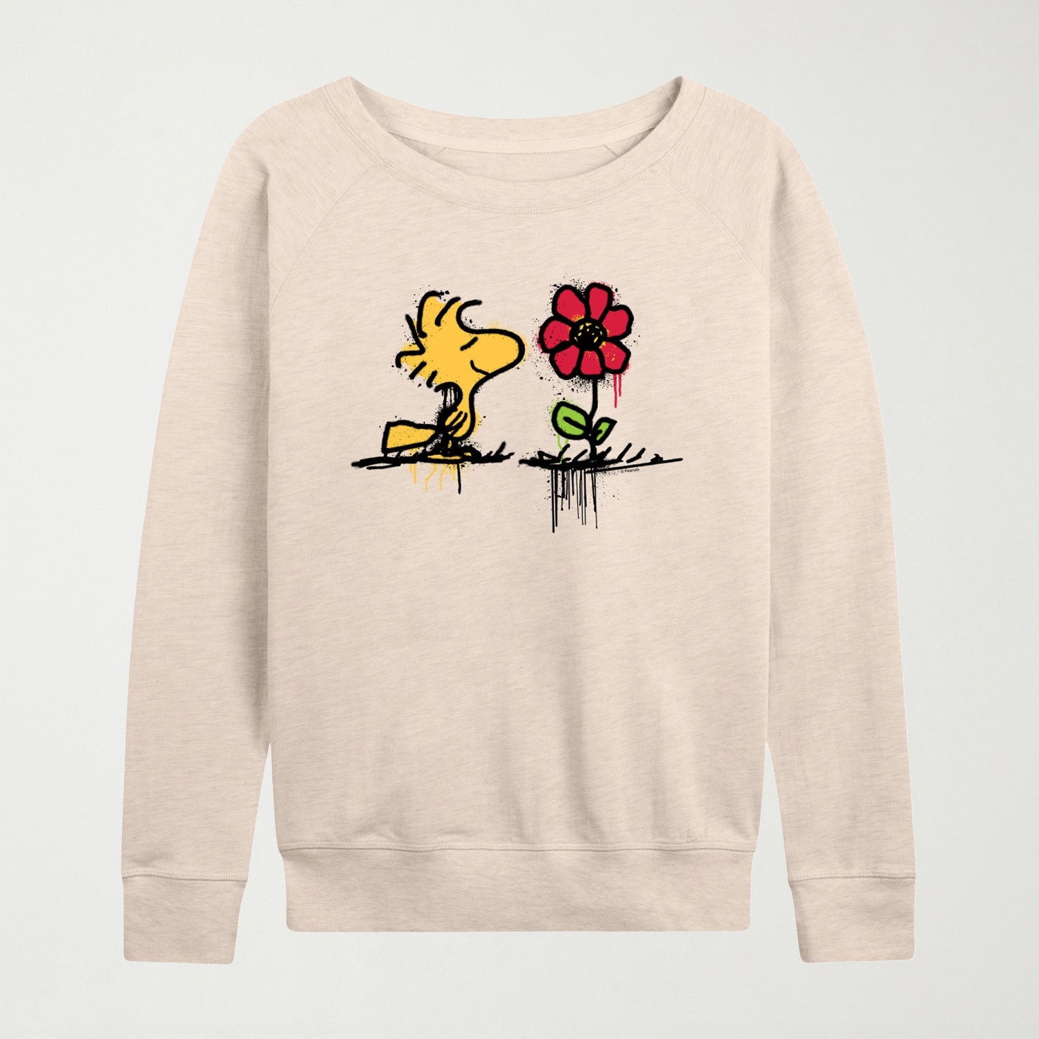 Woodstock Rose Womens Crew Neck Long Sleeve Peanuts Pullover Sweater