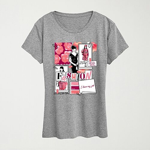 Hybrid Tees Devil Wears Prada Fashion Sketchbook Womens Crew Neck Short Sleeve Regular Fit Graphic T-shirt In Gray