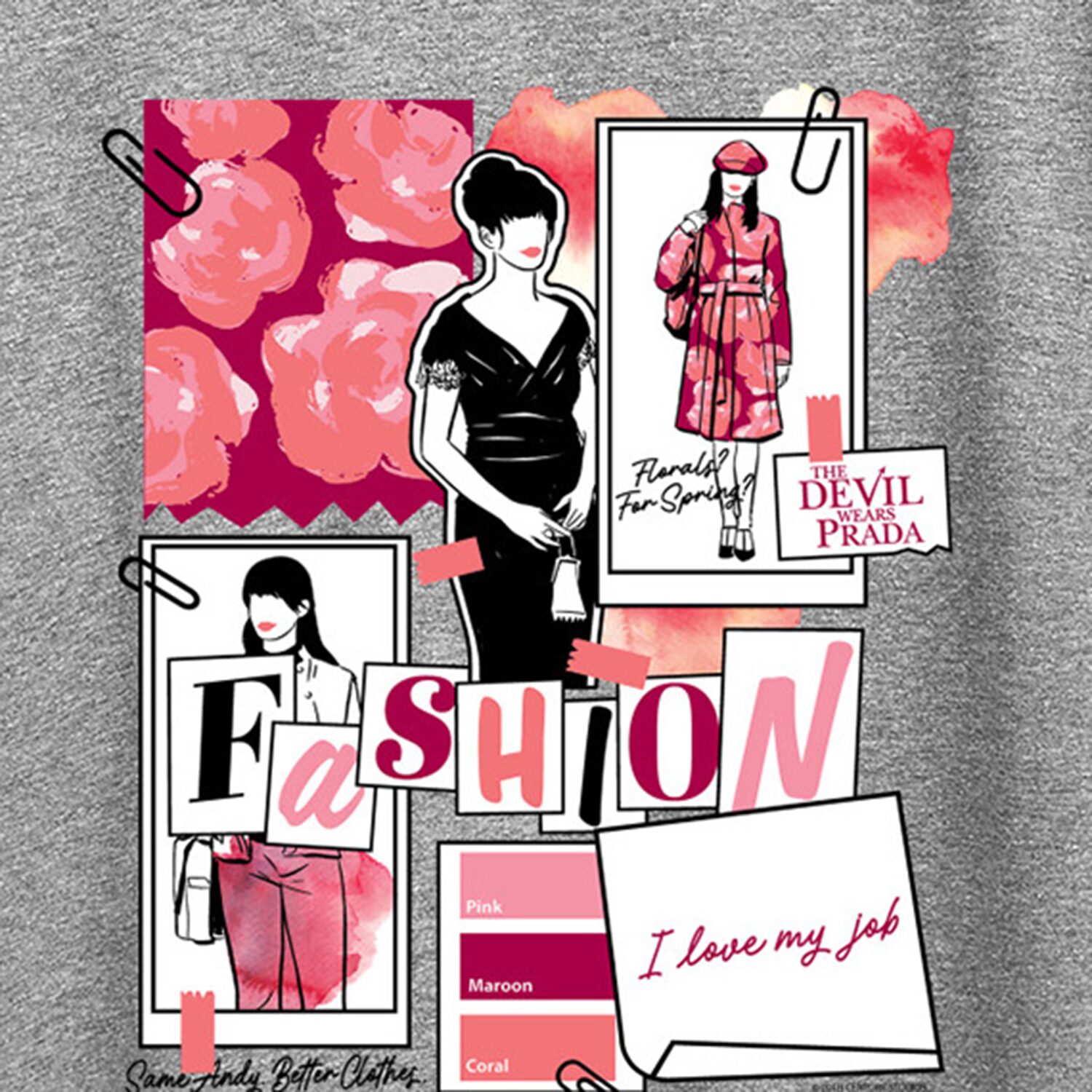 Devil Wears Prada Fashion Sketchbook Womens Crew Neck Short Sleeve Regular Fit Graphic T-Shirt