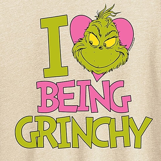 I Love Being Grinchy Womens Crew Neck Short Sleeve Regular Fit Grinch Graphic T-Shirt