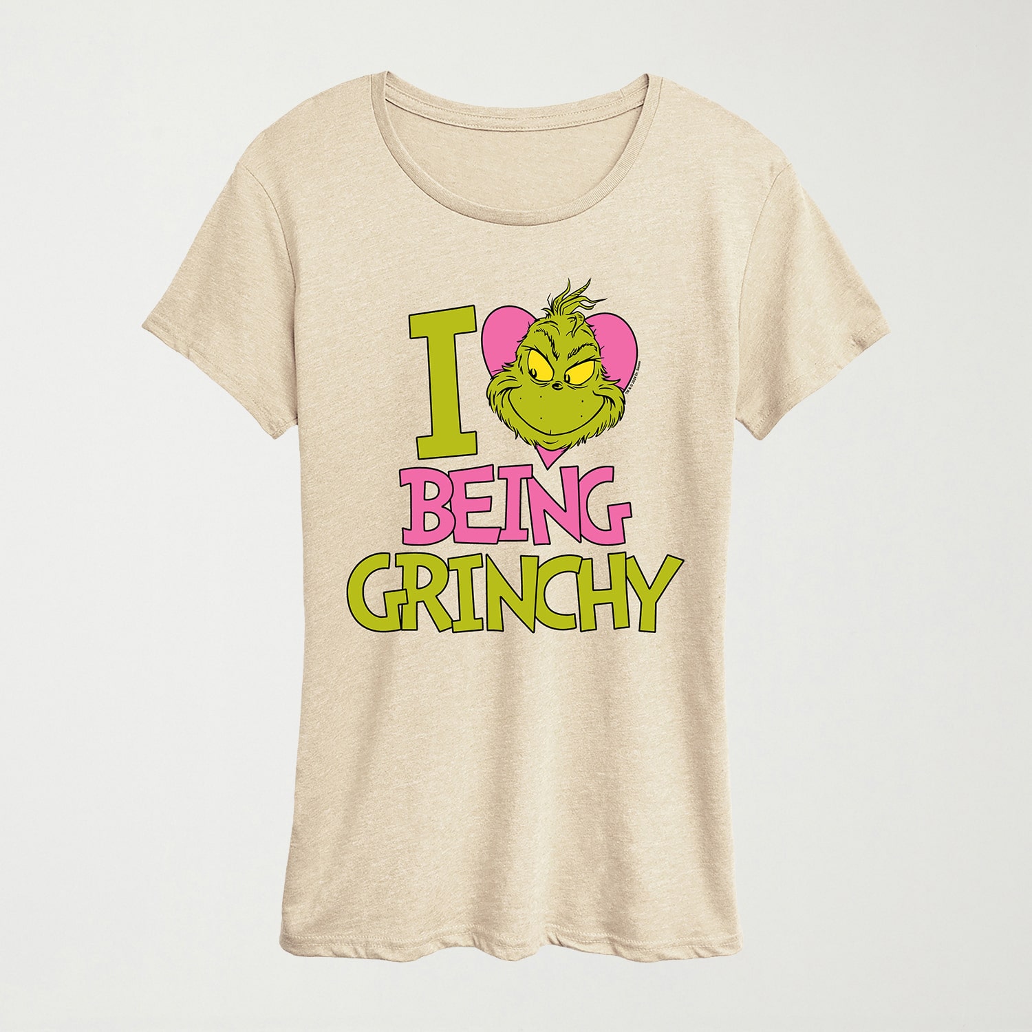 I Love Being Grinchy Womens Crew Neck Short Sleeve Regular Fit Grinch Graphic T-Shirt