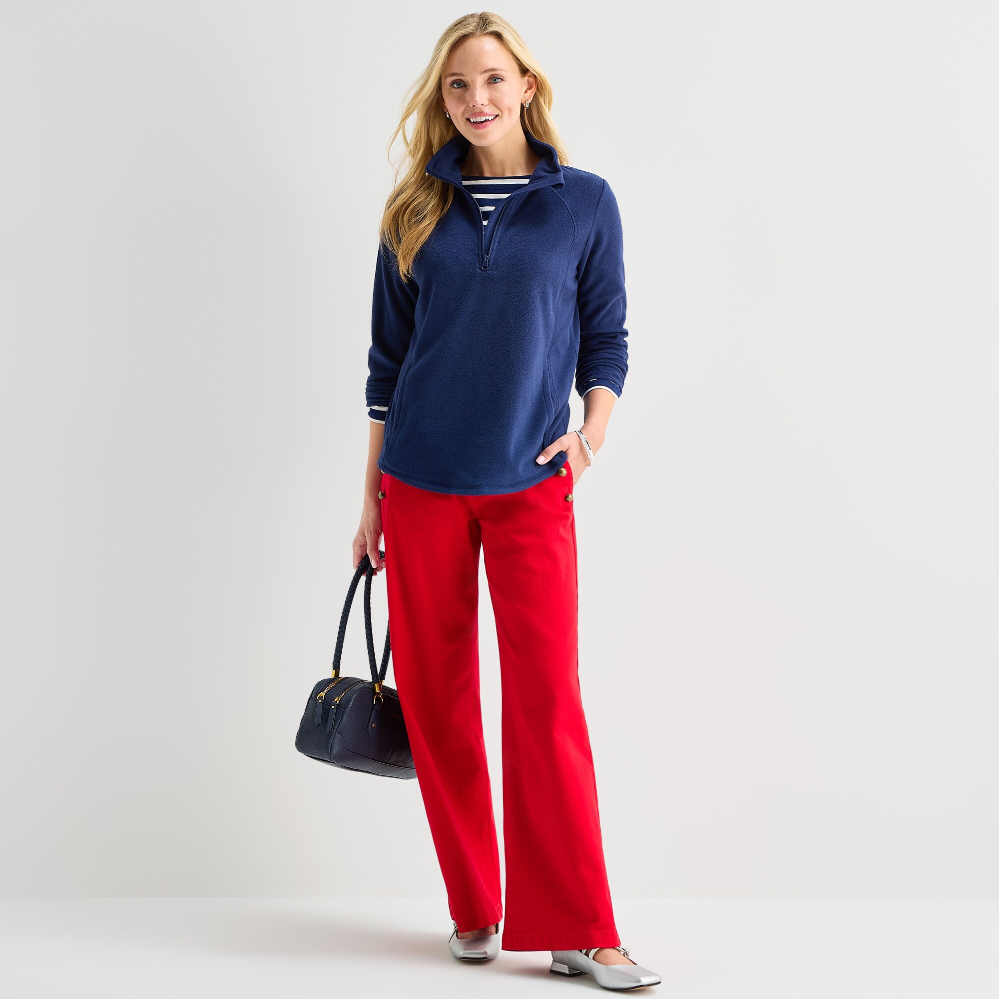 St. John's Bay Womens Tall Mock Neck Long Sleeve Quarter-Zip Pullover