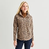 St. John's Bay Womens Mock Neck Long Sleeve Fleece Quarter-Zip Pullover