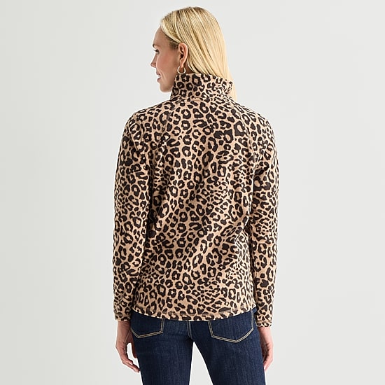 St. John's Bay Womens Mock Neck Long Sleeve Quarter-Zip Pullover
