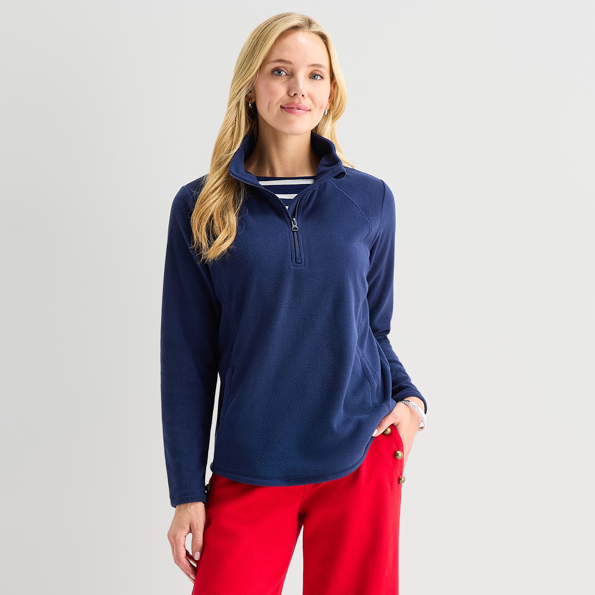 St. John's Bay Womens Mock Neck Long Sleeve Quarter-Zip Pullover