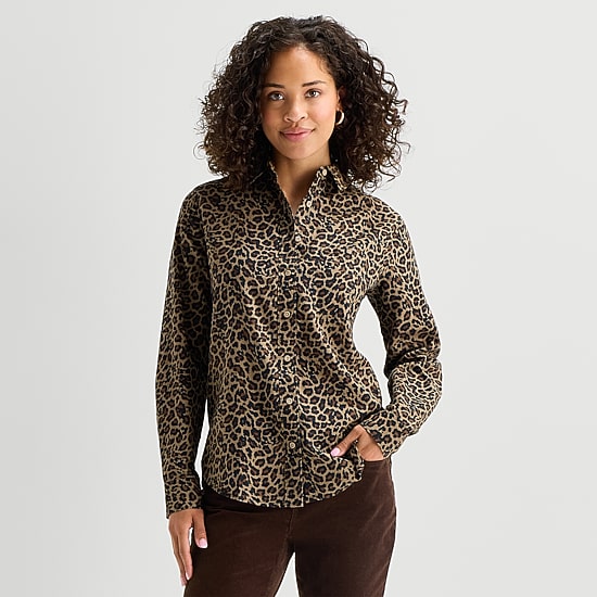 St. John's Bay Womens Long Sleeve Regular Fit Button-Down Shirt