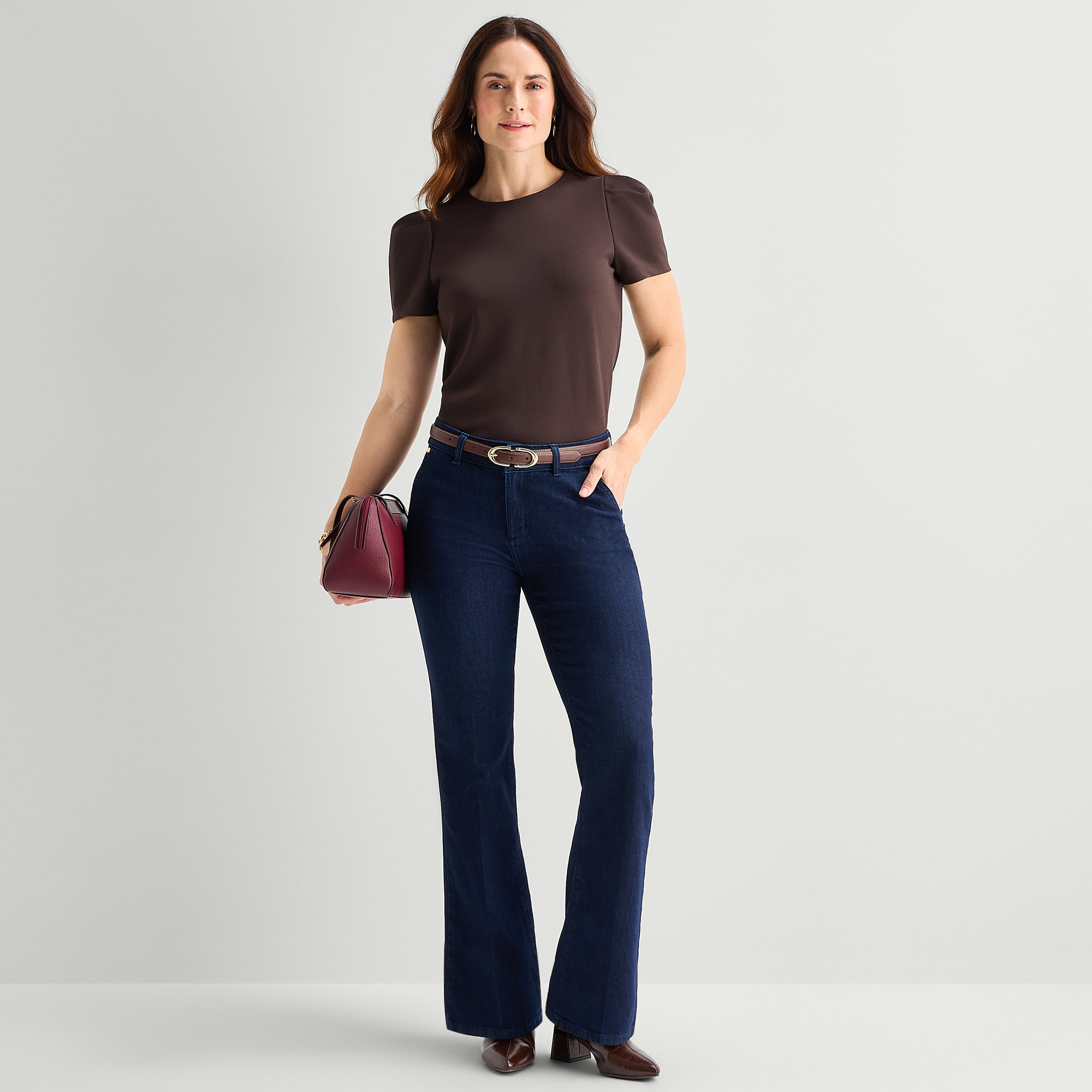 Liz Claiborne Womens Crew Neck Short Sleeve Blouse