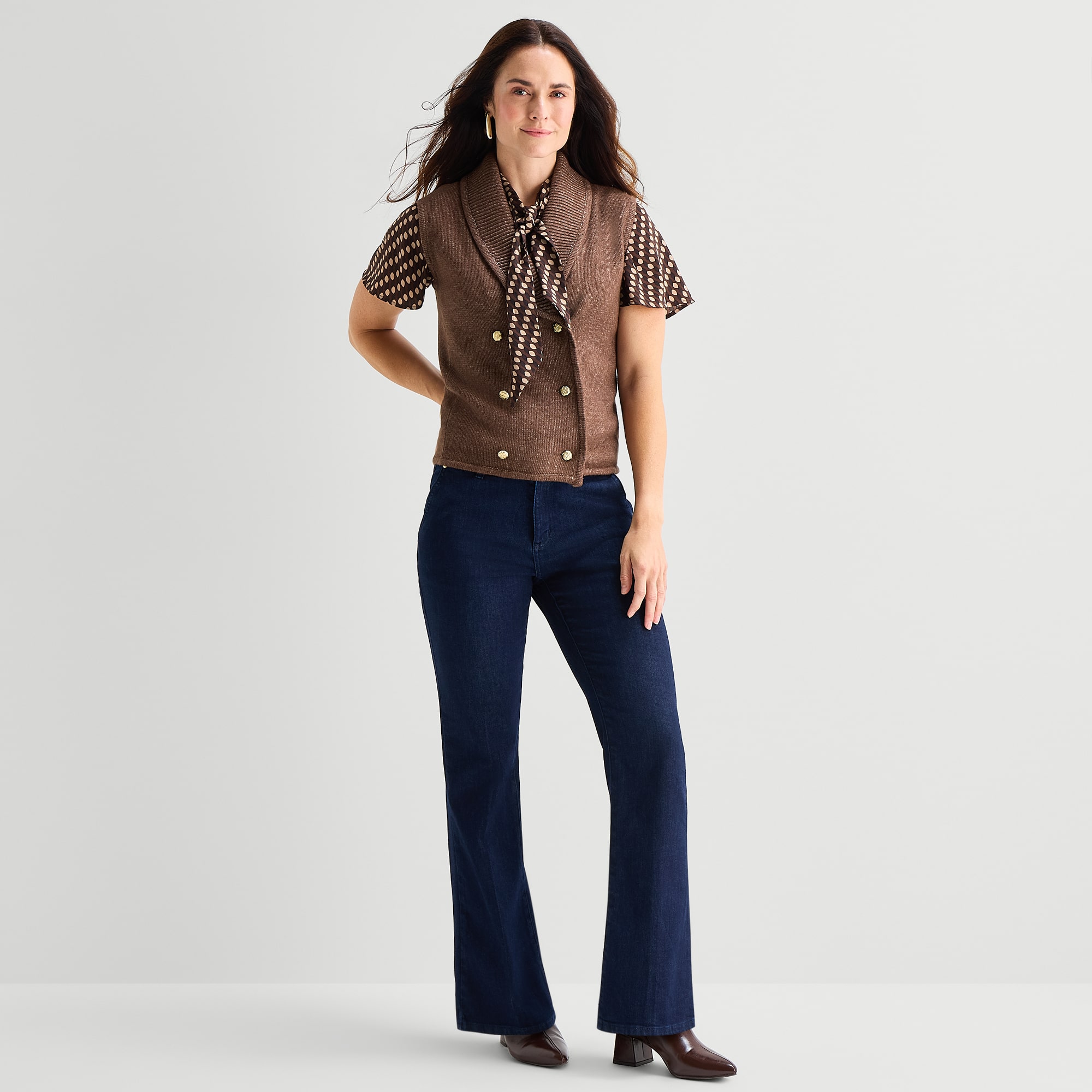 Liz Claiborne Womens V Neck Button Sweater Vest
