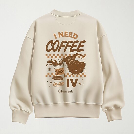 Lukes Coffee Womens Crew Neck Long Sleeve Pullover Sweater