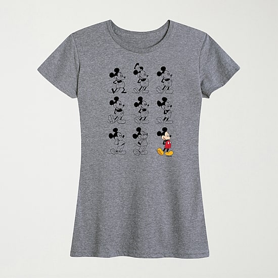Evolution Womens Crew Neck Short Sleeve Regular Fit Mickey Mouse Graphic T-Shirt